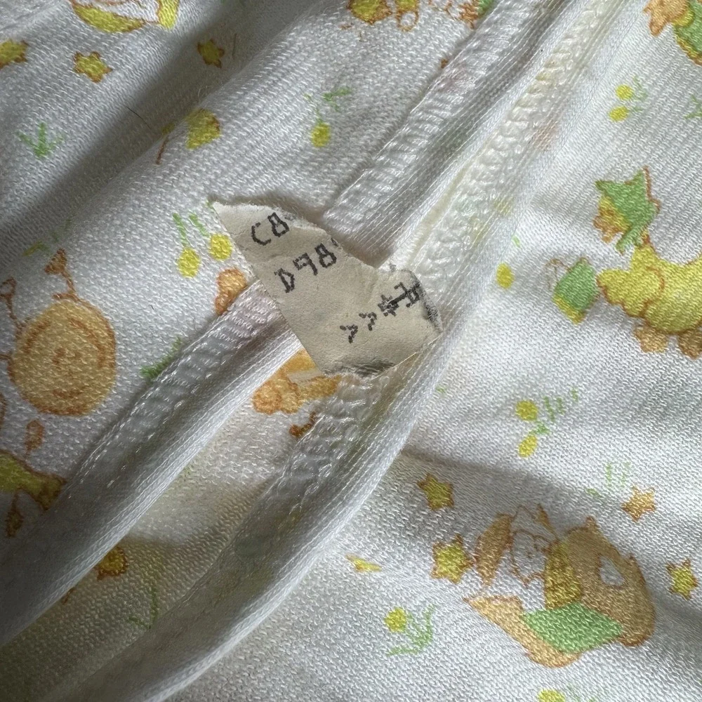 Vintage Carter's Baby Receiving Blanket White Yellow Green Nursery‎ Rhymes USA